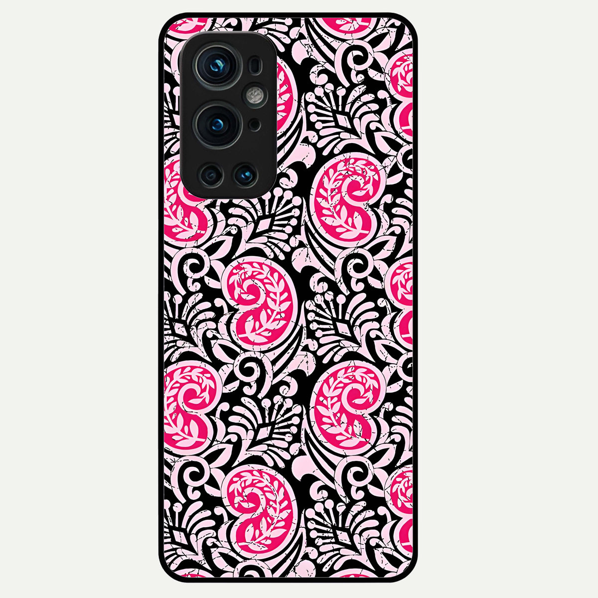  Crimson Paisley Charm Glass Case For OnePlus 9 Pro back cover – full design glossy printed glass finish