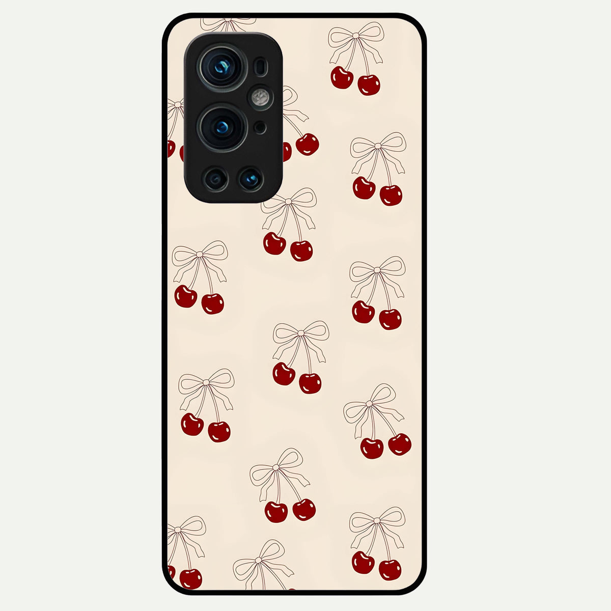  Cute Cherry Pattern Glass Case For OnePlus 9 Pro back cover – full design glossy printed glass finish