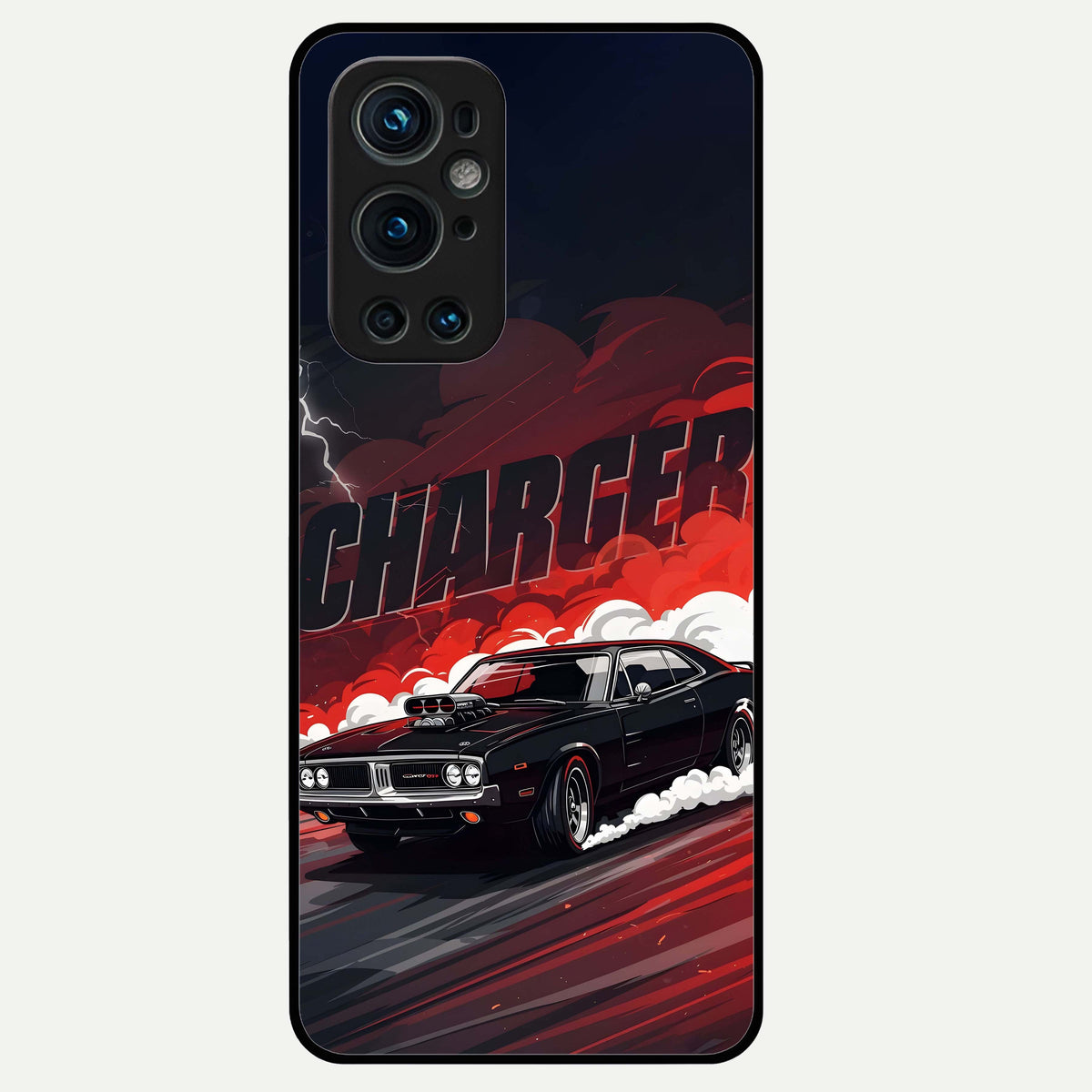  Dark Charger Fury Glass Case For OnePlus 9 Pro back cover – full design glossy printed glass finish