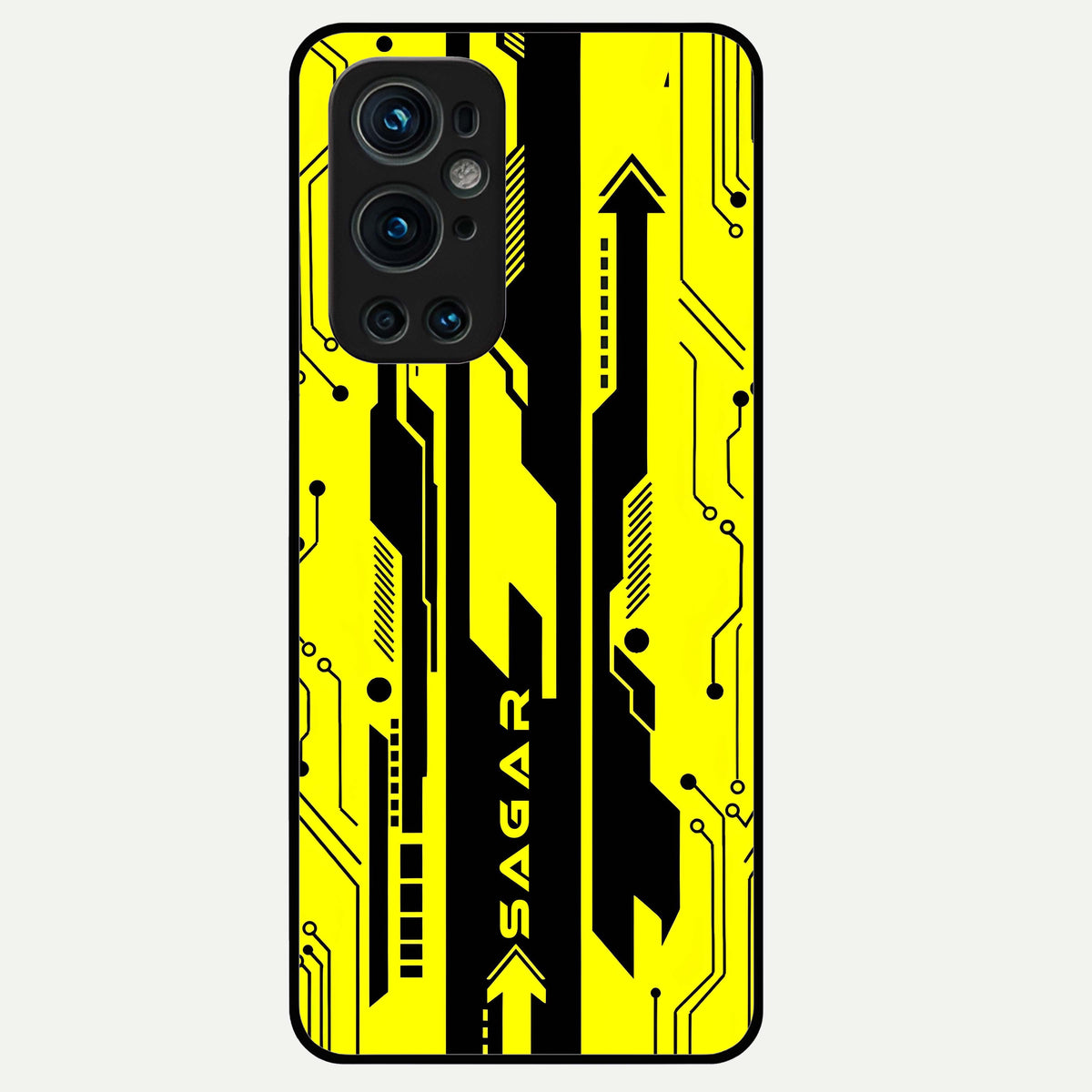  Electric Pulse CYBERPUNK Custom Name Glass Case For OnePlus 9 Pro back cover – full design glossy printed glass finish