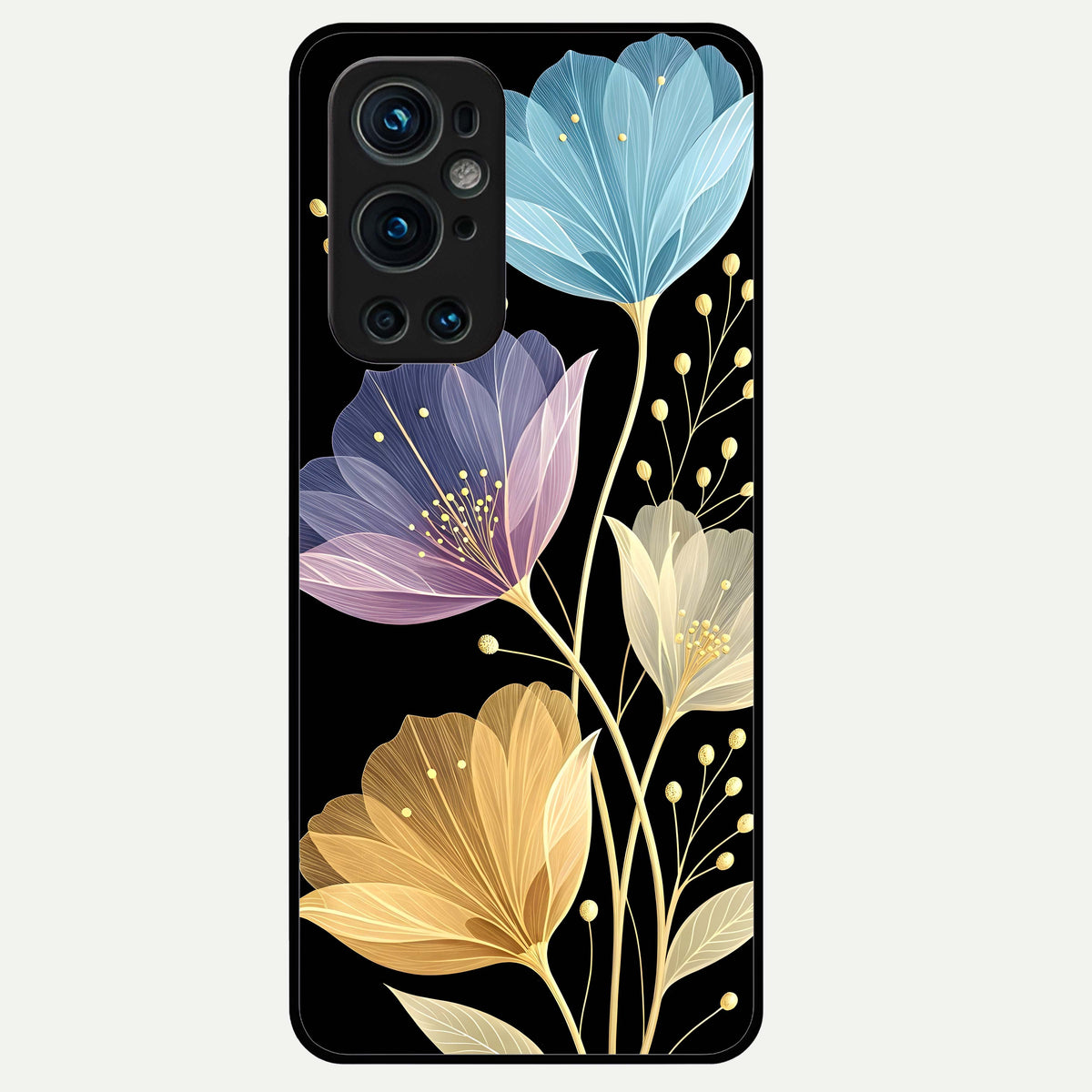  Flower Bloom Glow Glass Case For OnePlus 9 Pro back cover – full design glossy printed glass finish