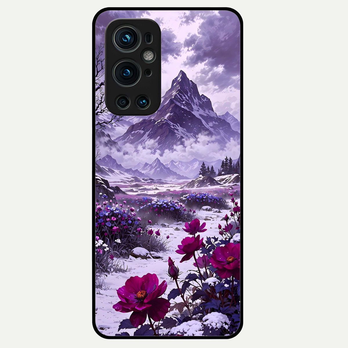  Flower Mountain View Glass Case For OnePlus 9 Pro back cover – full design glossy printed glass finish