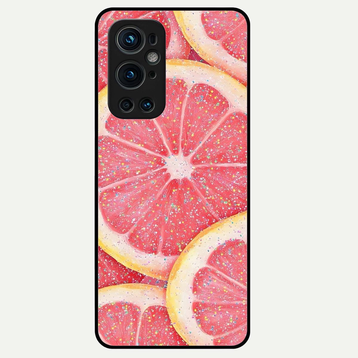  Glitter Grapefruit Glass Case For OnePlus 9 Pro back cover – full design glossy printed glass finish