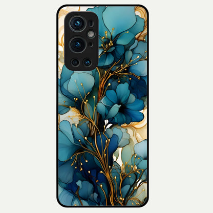  Golden Bloom Symphony Glass Case For OnePlus 9 Pro back cover – full design glossy printed glass finish