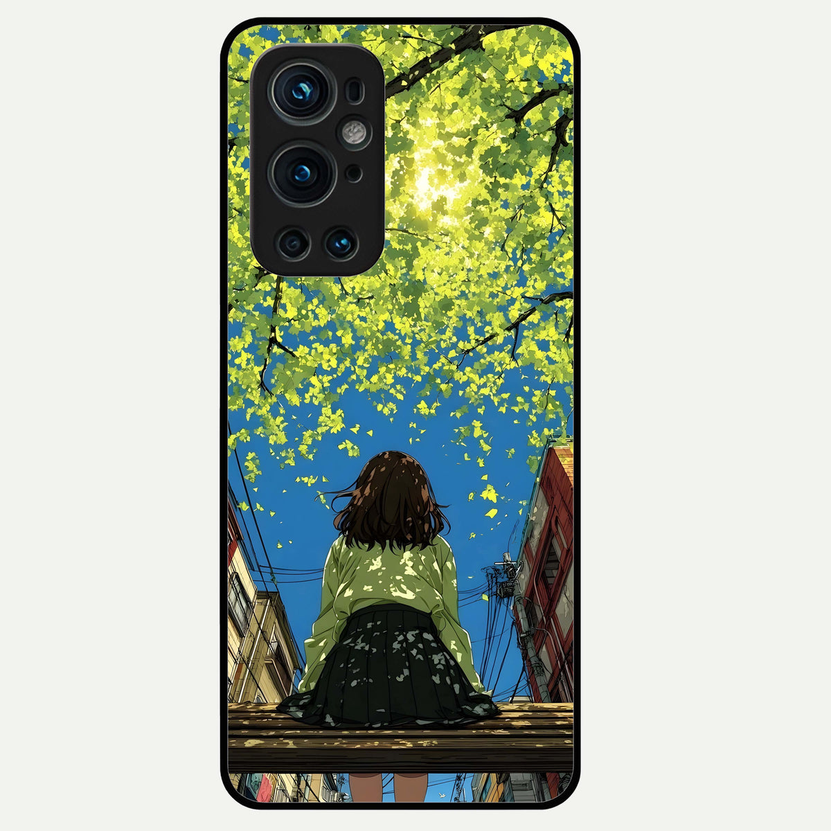  Golden Leaves Glow Glass Case For OnePlus 9 Pro back cover – full design glossy printed glass finish
