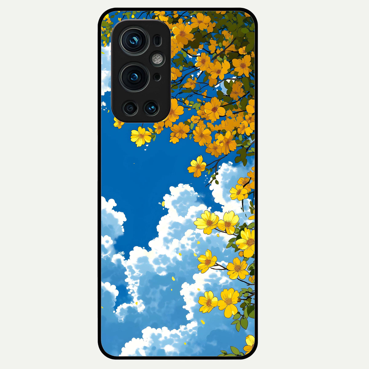  Golden Petal Sky Glass Case For OnePlus 9 Pro back cover – full design glossy printed glass finish