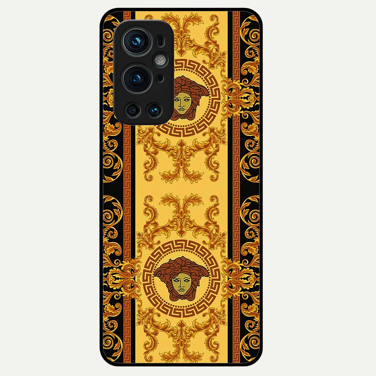  Golden Royal Heritage Glass Case For OnePlus 9 Pro back cover – full design glossy printed glass finish