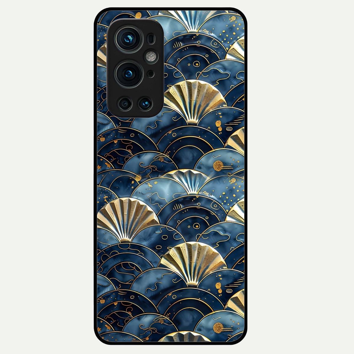 Golden Wave Luxe Glass Case For OnePlus 9 Pro back cover – full design glossy printed glass finish