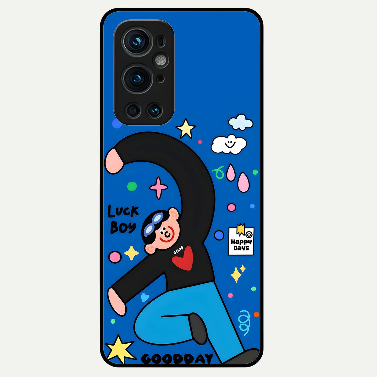  Happy Luck Vibe Glass Case For OnePlus 9 Pro back cover – full design glossy printed glass finish