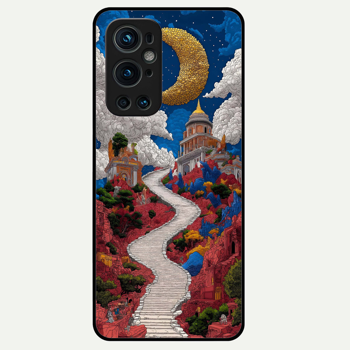  Heavenly Moon Path Glass Case For OnePlus 9 Pro back cover – full design glossy printed glass finish