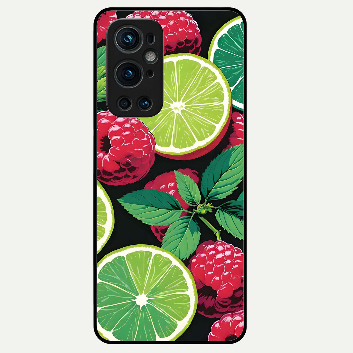  Lime and Raspberry Pattern Glass Case For OnePlus 9 Pro back cover – full design glossy printed glass finish