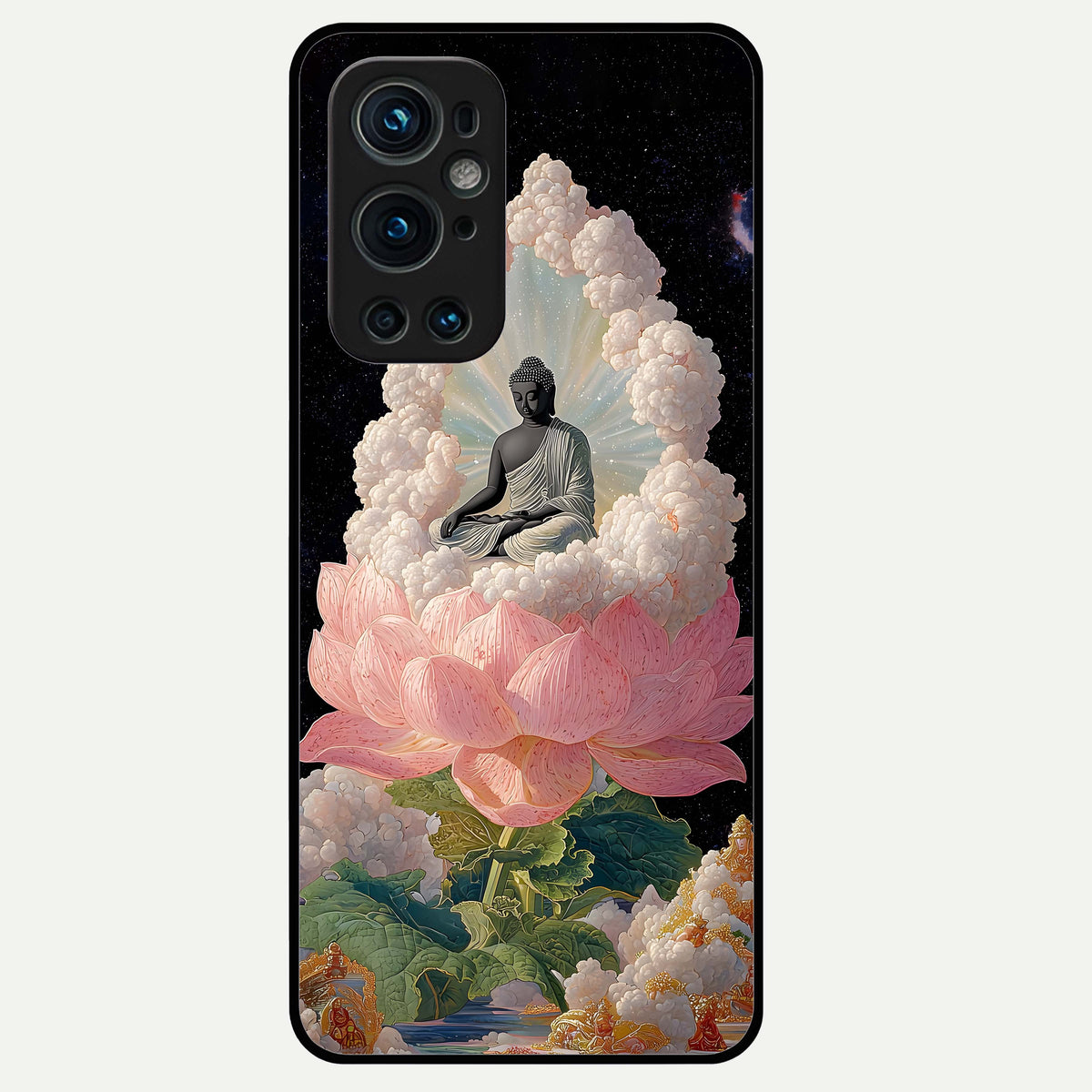 Lotus Divine Peace Glass Case For OnePlus 9 Pro back cover – full design glossy printed glass finish