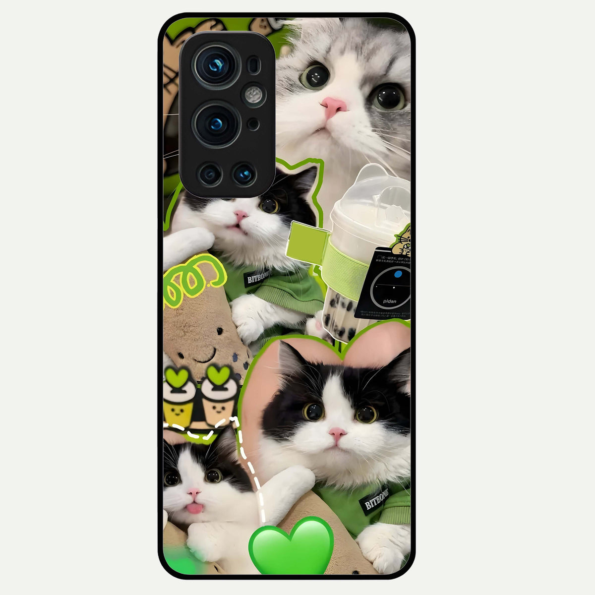  Matcha Cats Mood Glass Case For OnePlus 9 Pro back cover – full design glossy printed glass finish