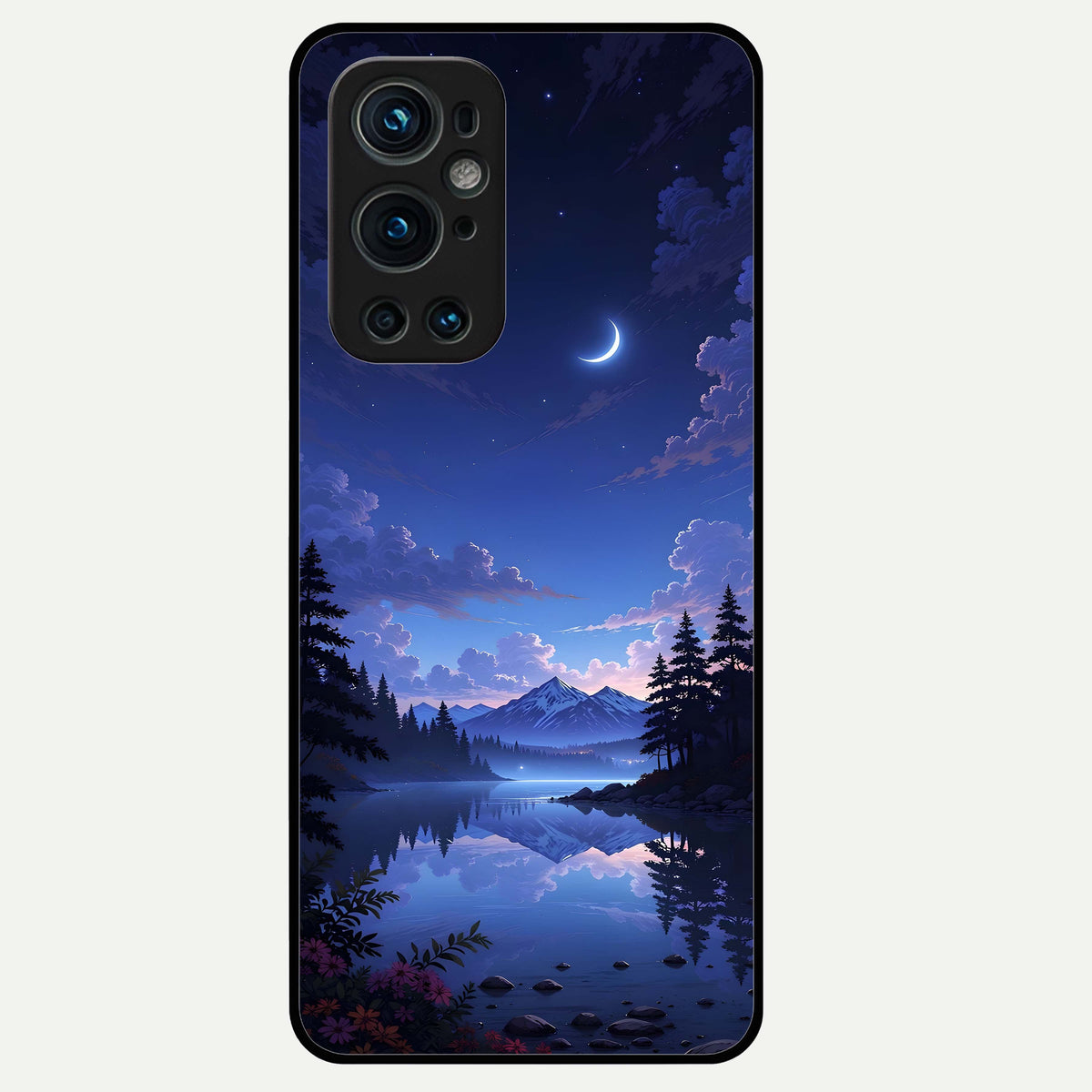  Midnight Lake Peace Glass Case For OnePlus 9 Pro back cover – full design glossy printed glass finish