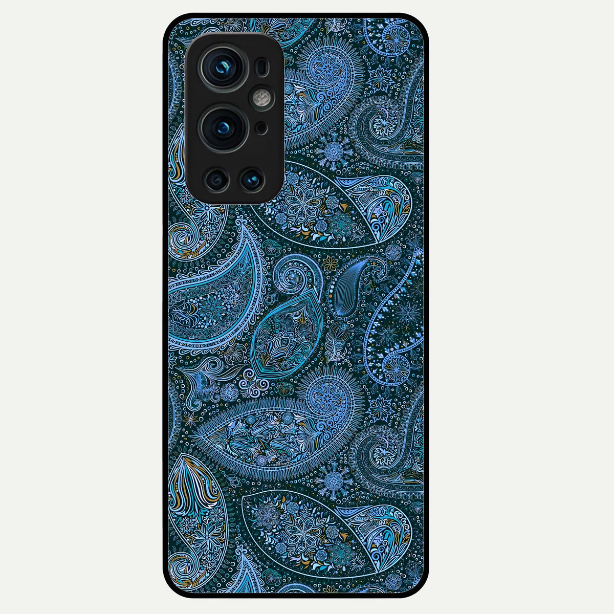  Midnight Paisley Glow Glass Case For OnePlus 9 Pro back cover – full design glossy printed glass finish
