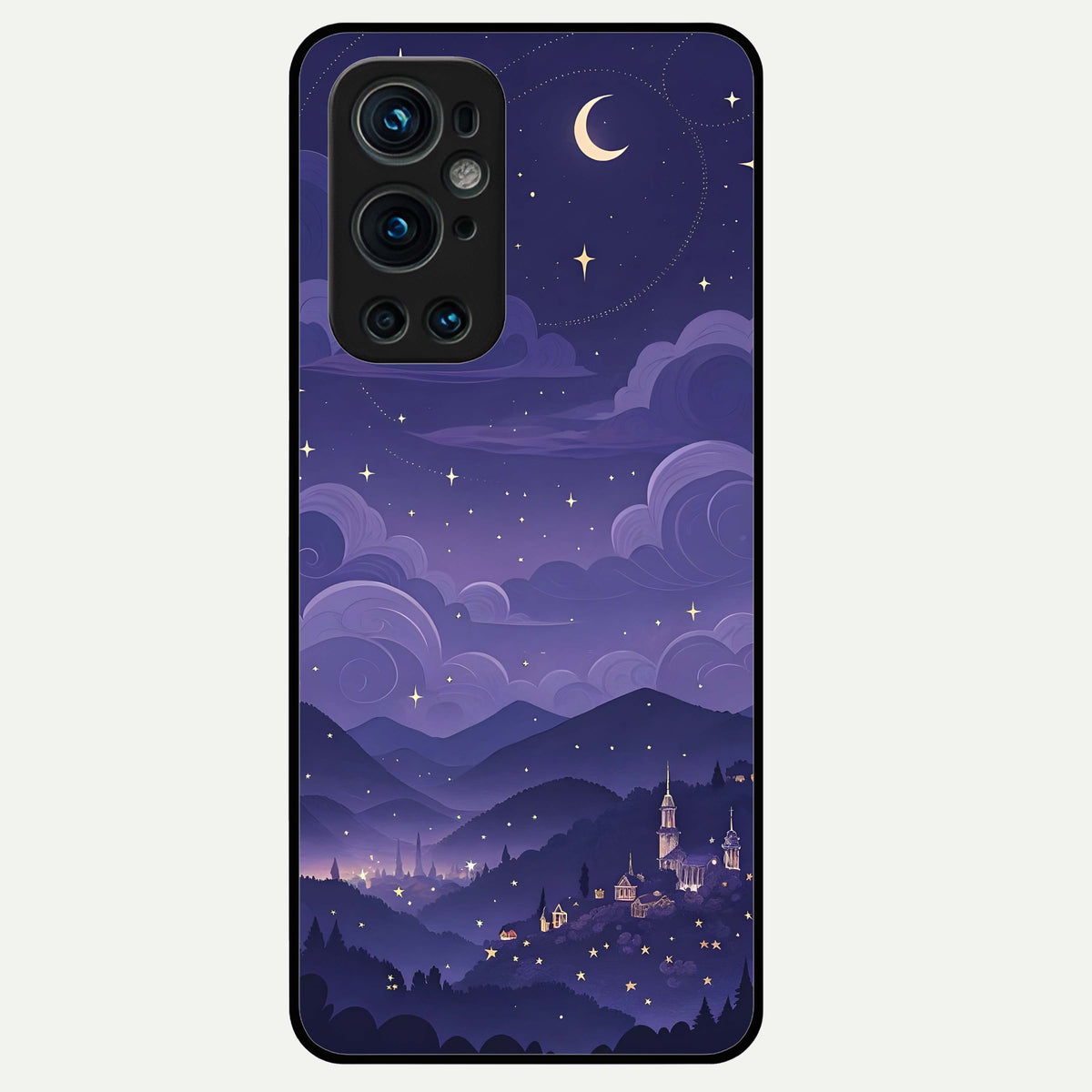  Minimal Night View Glass Case For OnePlus 9 Pro back cover – full design glossy printed glass finish