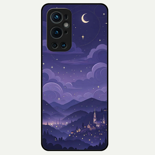  Minimal Night View Glass Case For OnePlus 9 Pro back cover – full design glossy printed glass finish