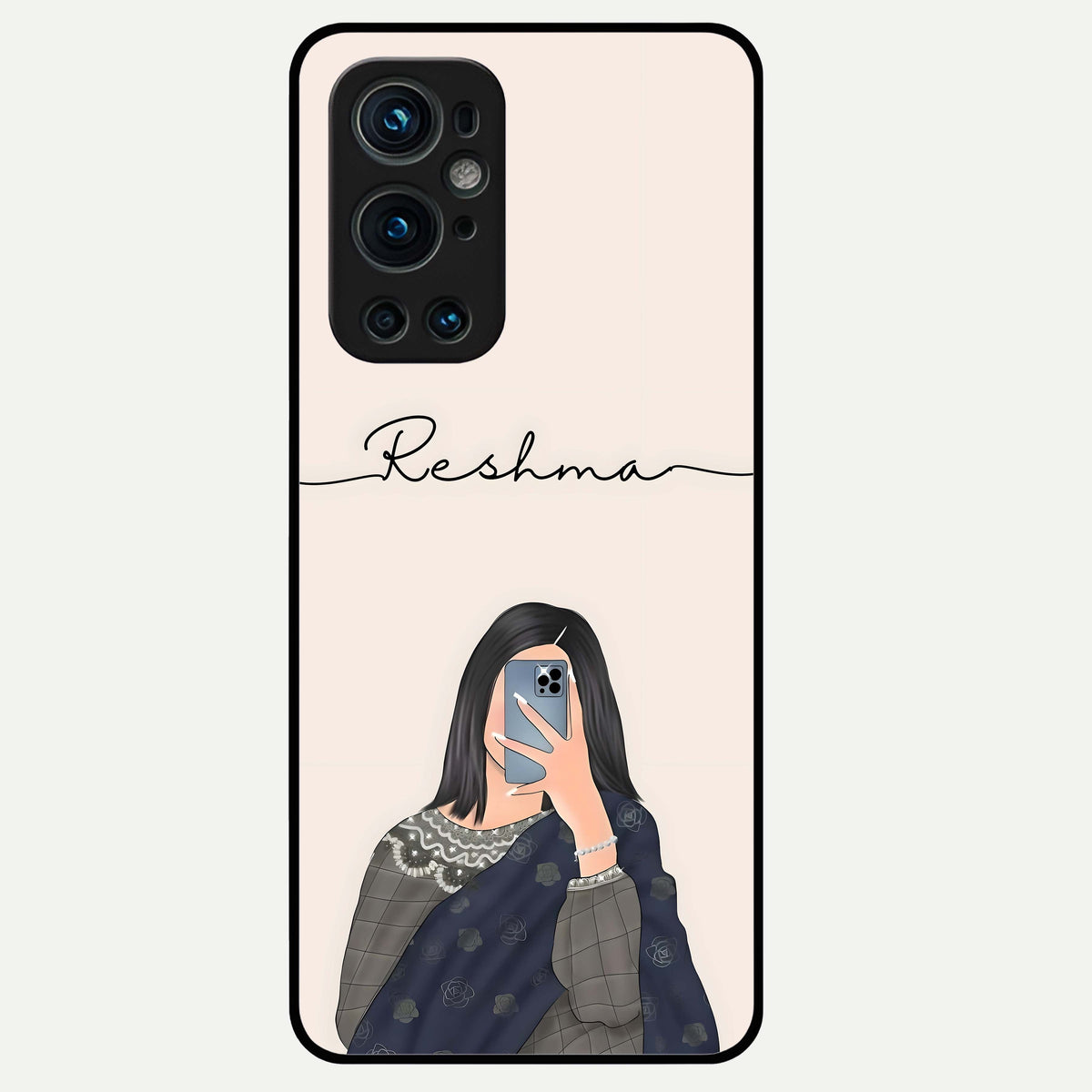  Mirror Mood Muse With Custom Name Glass Case For OnePlus 9 Pro back cover – full design glossy printed glass finish