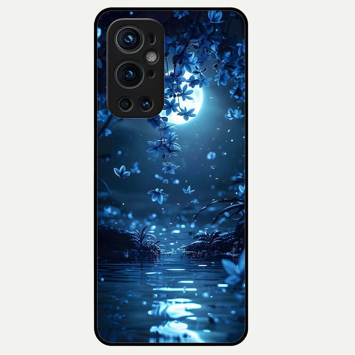  Moonlight Petal Dream Glass Case For OnePlus 9 Pro back cover – full design glossy printed glass finish
