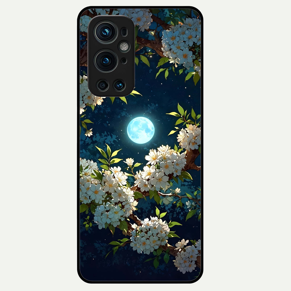  Moonlit Blossom Dream Glass Case For OnePlus 9 Pro back cover – full design glossy printed glass finish