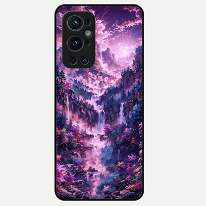  Mystic Cascade Peaks Glass Case For OnePlus 9 Pro back cover – full design glossy printed glass finish