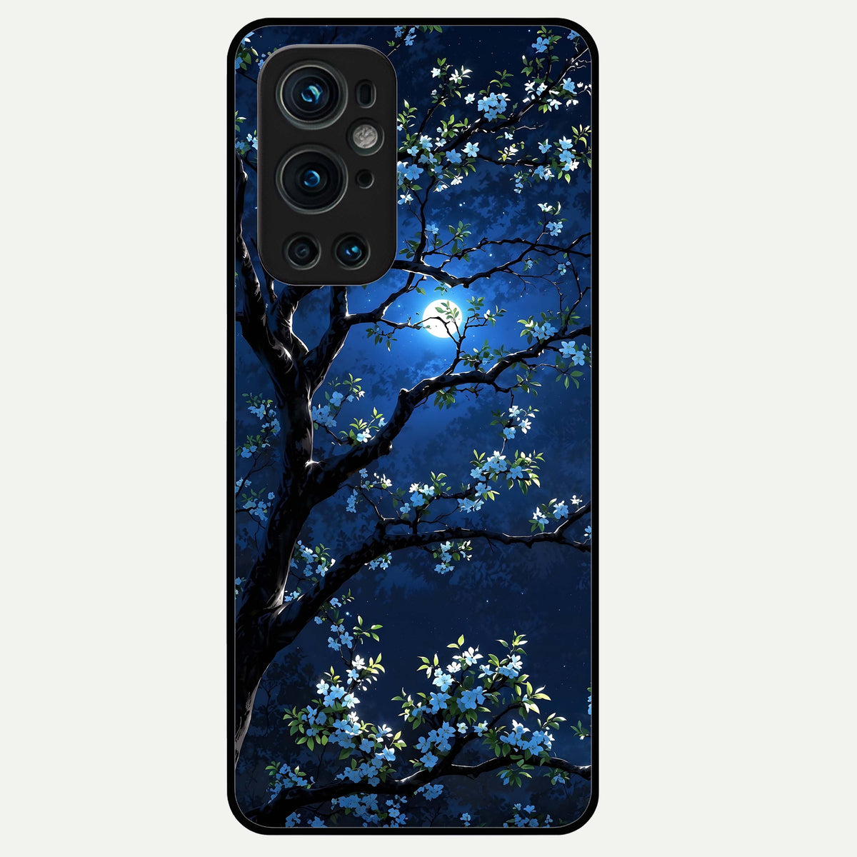  Mystic Floral Night Glass Case For OnePlus 9 Pro back cover – full design glossy printed glass finish