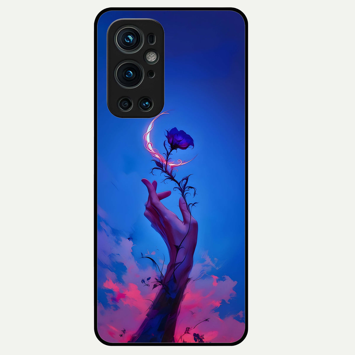  Mystic Hand Glass Case For OnePlus 9 Pro back cover – full design glossy printed glass finish
