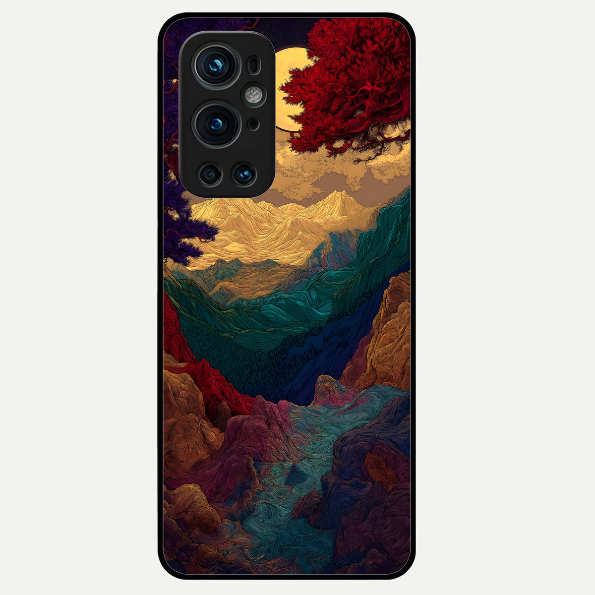  Mystic Valley Light Glass Case For OnePlus 9 Pro back cover – full design glossy printed glass finish