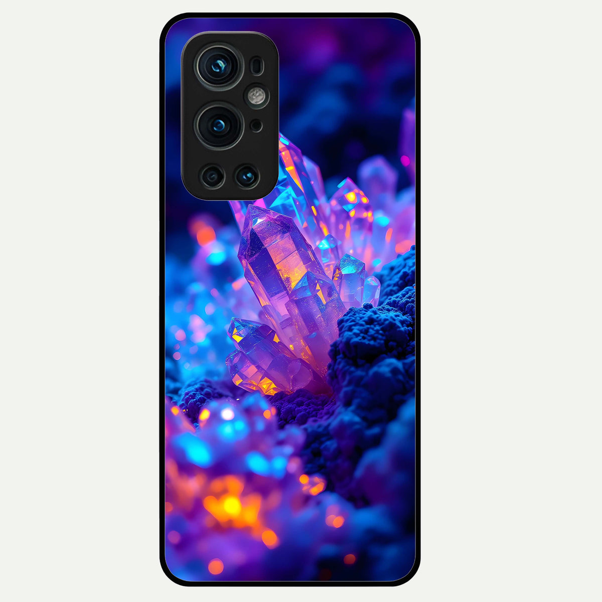  Neon Aura Shards Glass Case For OnePlus 9 Pro back cover – full design glossy printed glass finish