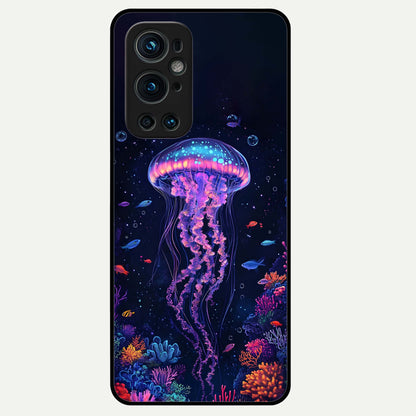  Neon Jellyfish Glass Case For OnePlus 9 Pro back cover – full design glossy printed glass finish