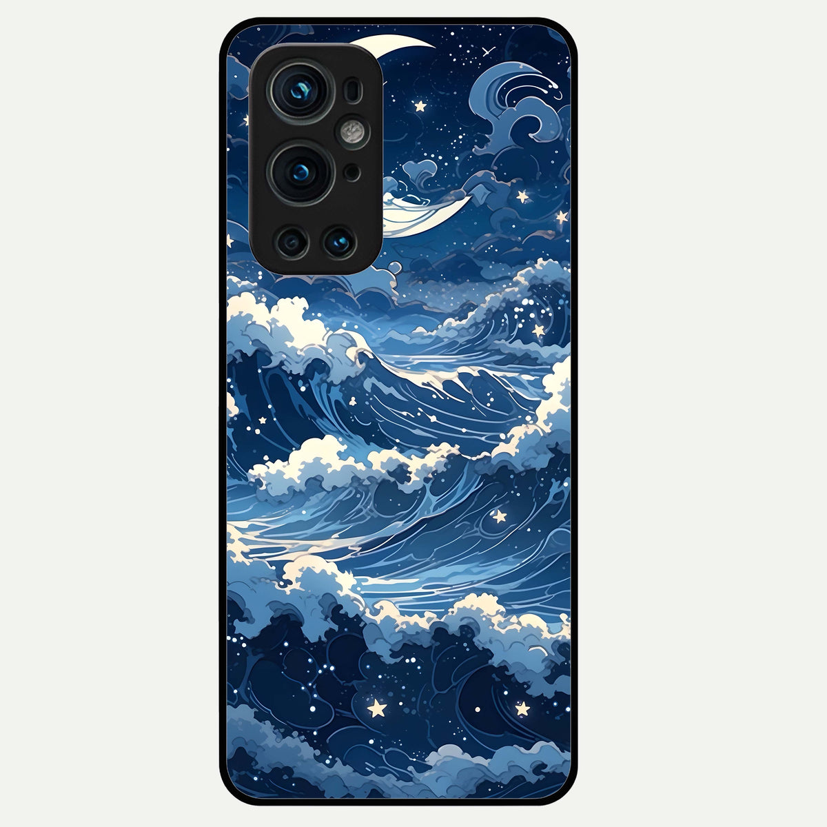  Ocean Moon Waves Glass Case For OnePlus 9 Pro back cover – full design glossy printed glass finish