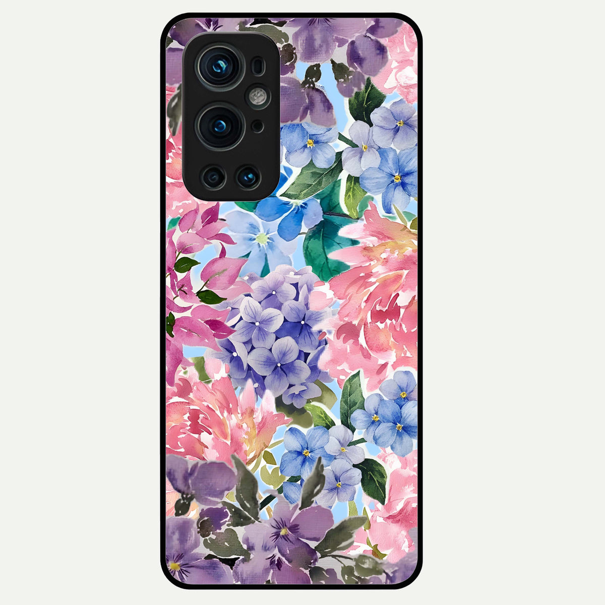  Pastel Floral Mix Glass Case For OnePlus 9 Pro back cover – full design glossy printed glass finish