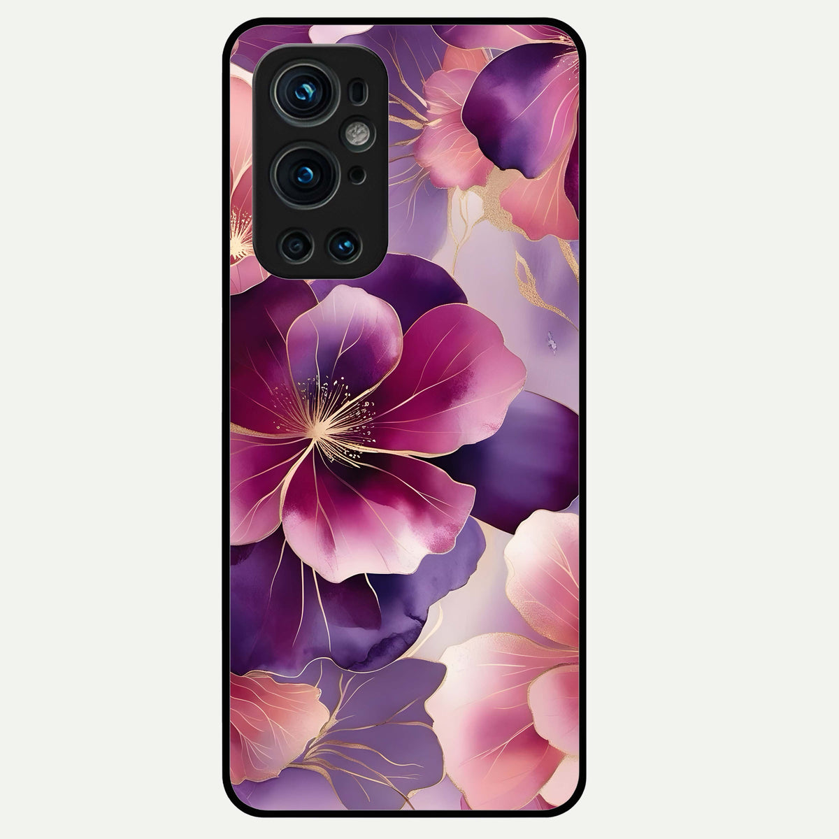  Pink Bouquet Florals Glass Case For OnePlus 9 Pro back cover – full design glossy printed glass finish