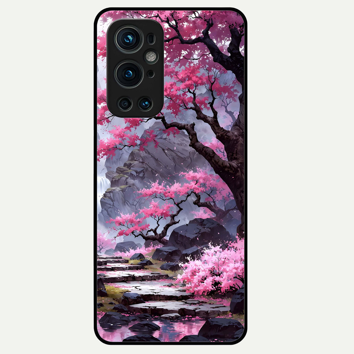  Pink Sunflower Glow Glass Case For OnePlus 9 Pro back cover – full design glossy printed glass finish