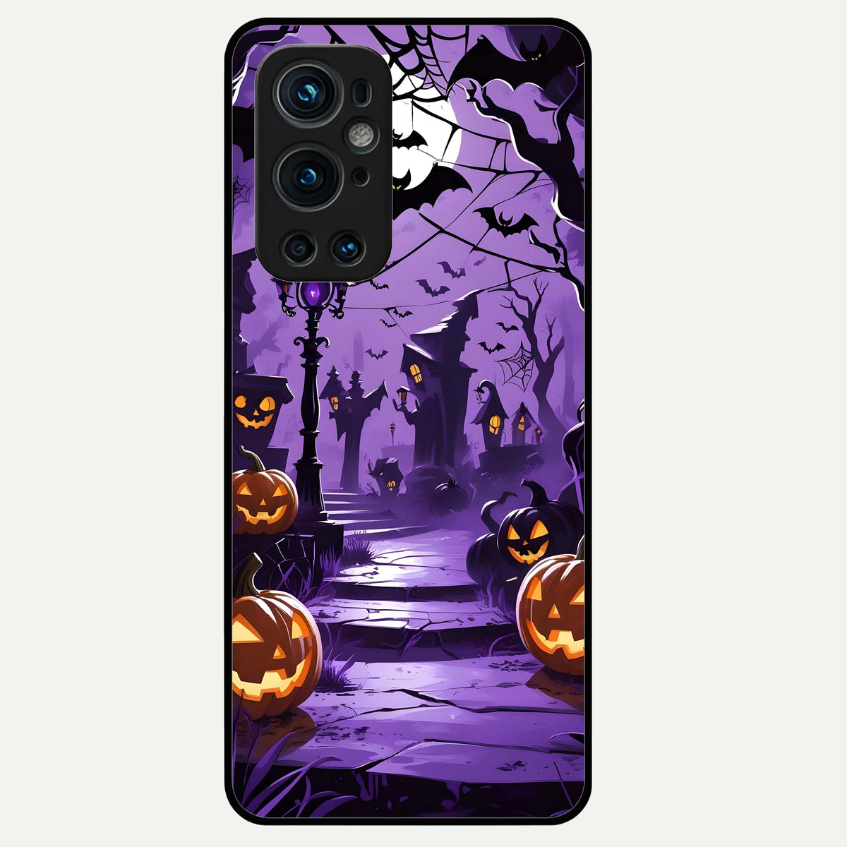  Pumpkin Patch Halloween Glass Case For OnePlus 9 Pro back cover – full design glossy printed glass finish