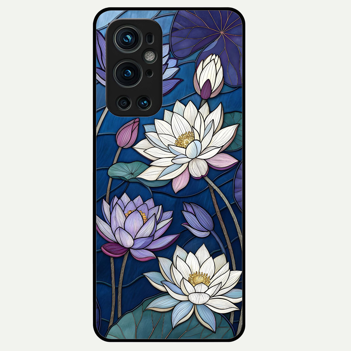  Purple Lotus Stained Glass Case For OnePlus 9 Pro back cover – full design glossy printed glass finish
