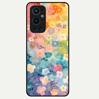  Rainbow Blossom Burst Glass Case For OnePlus 9 Pro back cover – full design glossy printed glass finish