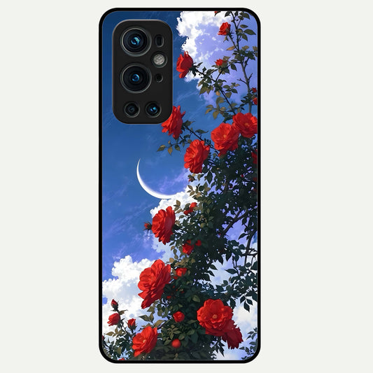  Rose Drift Flowers Glass Case For OnePlus 9 Pro back cover – full design glossy printed glass finish