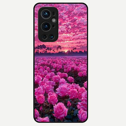  Rose Sunset Valley Glass Case For OnePlus 9 Pro back cover – full design glossy printed glass finish