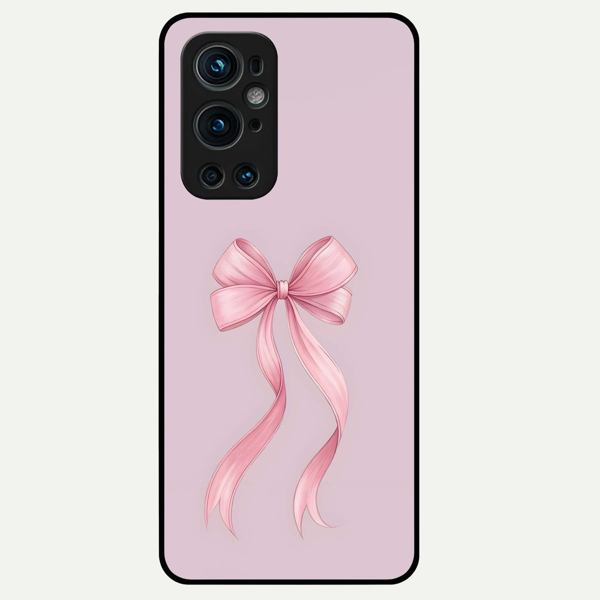  Soft Blush Bow Glass Case For OnePlus 9 Pro back cover – full design glossy printed glass finish