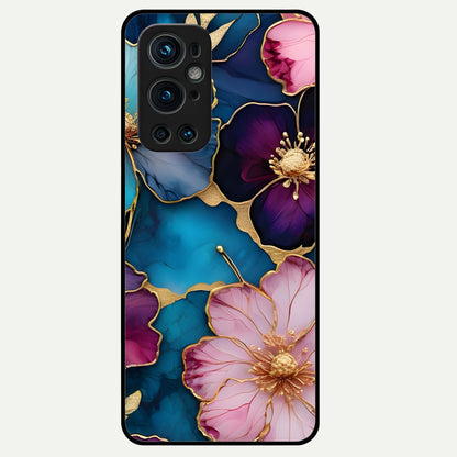  Sparkle Floral Glass Case For OnePlus 9 Pro back cover – full design glossy printed glass finish