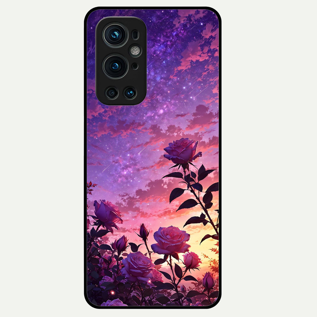  Starlit Rose Twilight Glass Case For OnePlus 9 Pro back cover – full design glossy printed glass finish