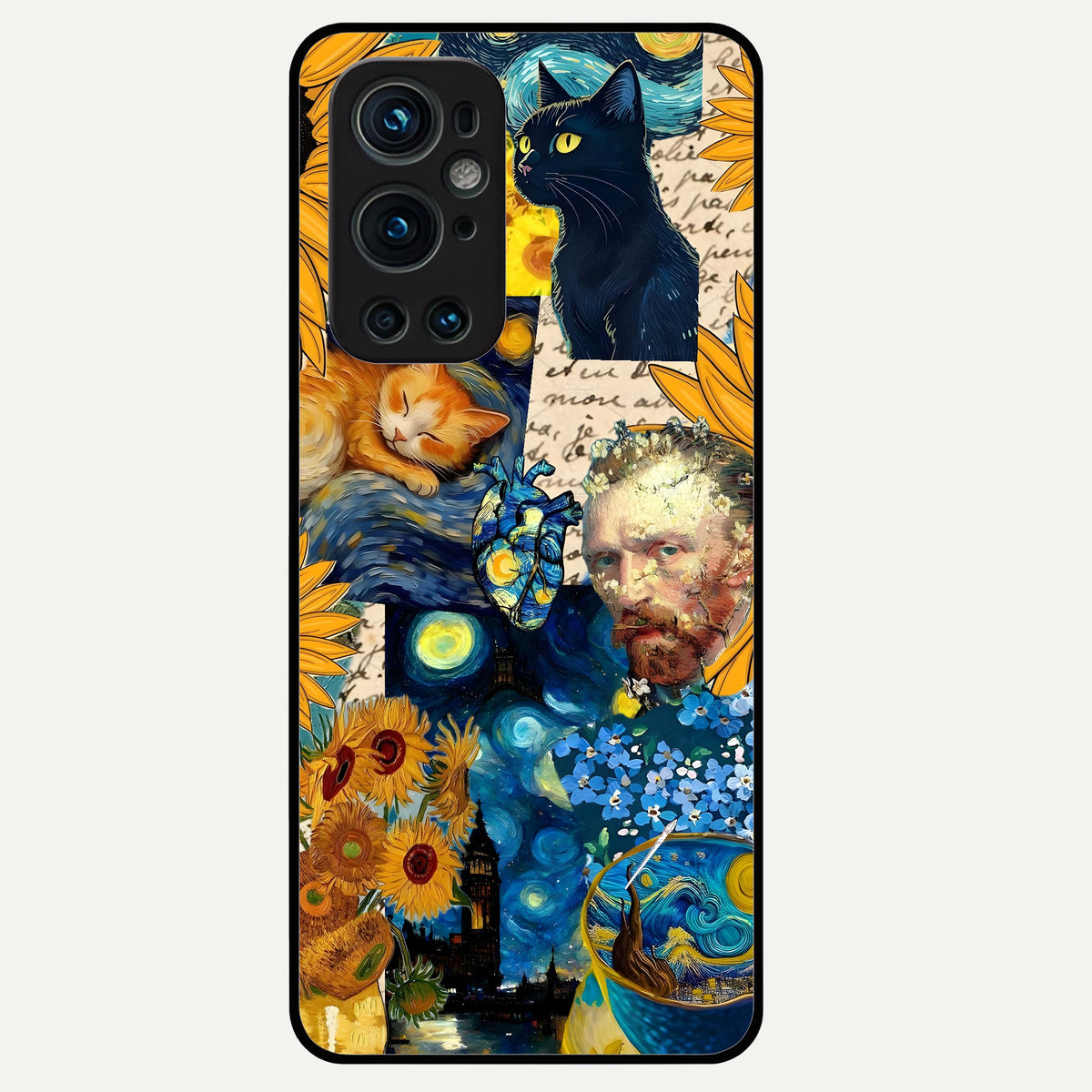  Sunflower Chic Mood Custom Name Glass Case For OnePlus 9 Pro back cover – full design glossy printed glass finish