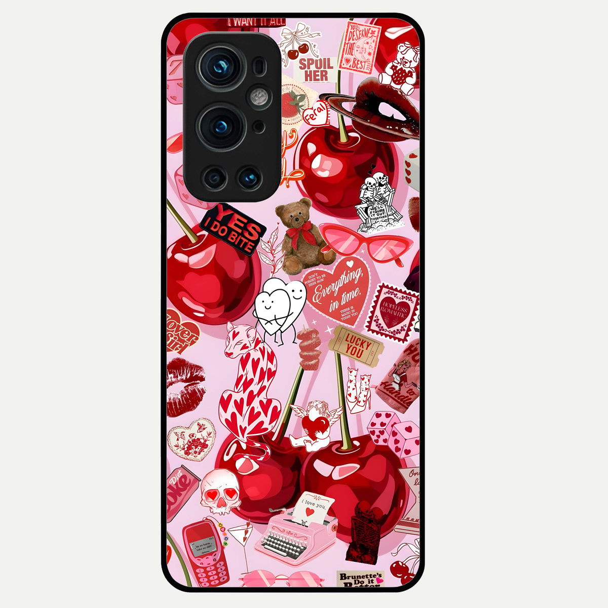  Sweet Cherry Chaos Glass Case For OnePlus 9 Pro back cover – full design glossy printed glass finish