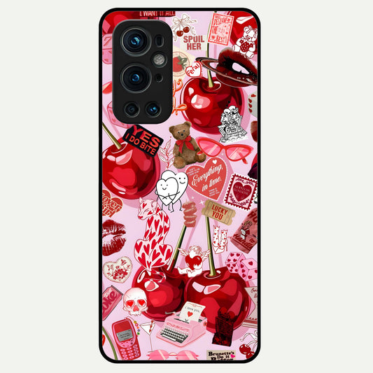  Sweet Cherry Chaos Glass Case For OnePlus 9 Pro back cover – full design glossy printed glass finish