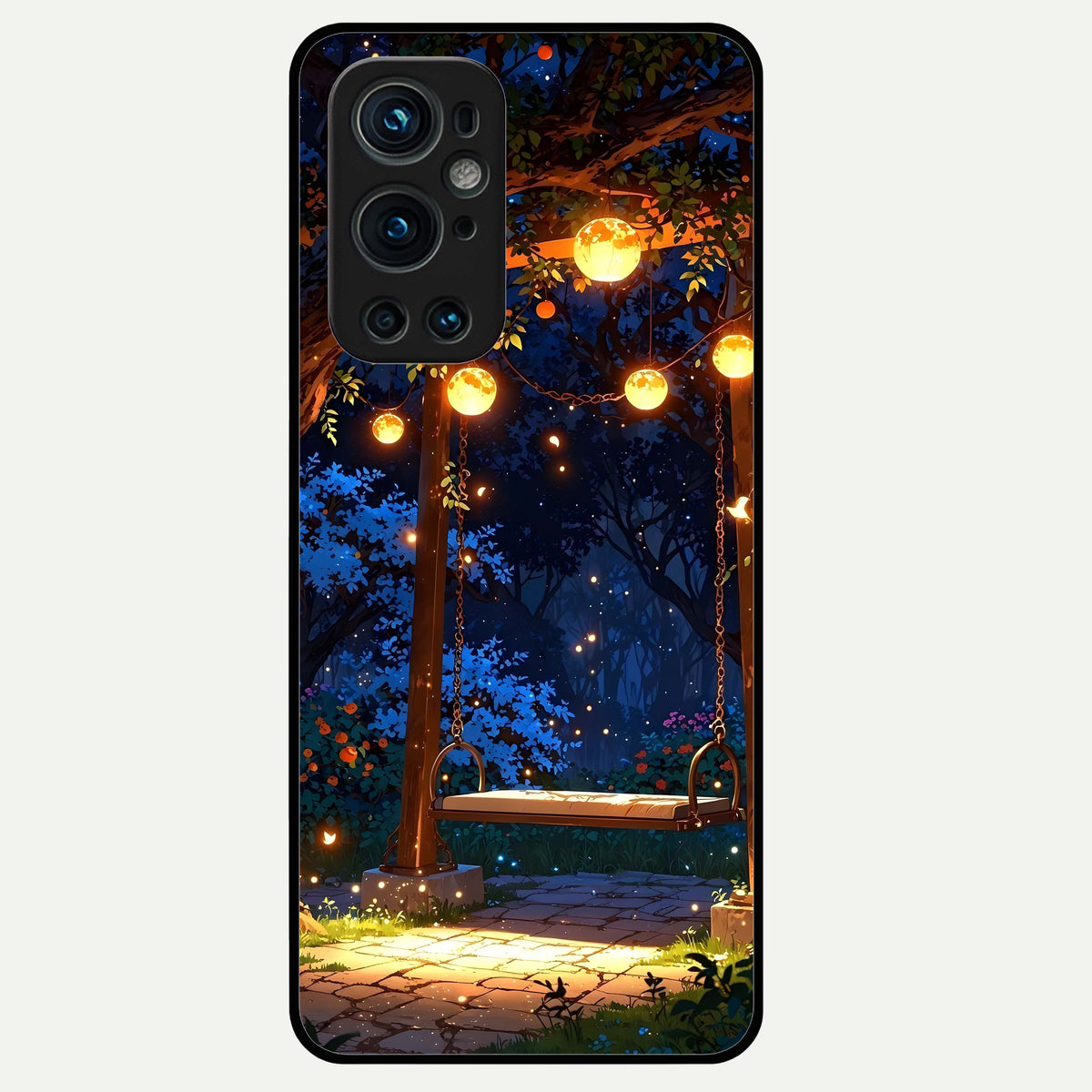  Twilight Garden Swing Glass Case For OnePlus 9 Pro back cover – full design glossy printed glass finish