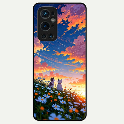  Two Cats Friends Glass Case For OnePlus 9 Pro back cover – full design glossy printed glass finish