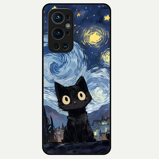  Van Gogh Cat Glass Case For OnePlus 9 Pro back cover – full design glossy printed glass finish