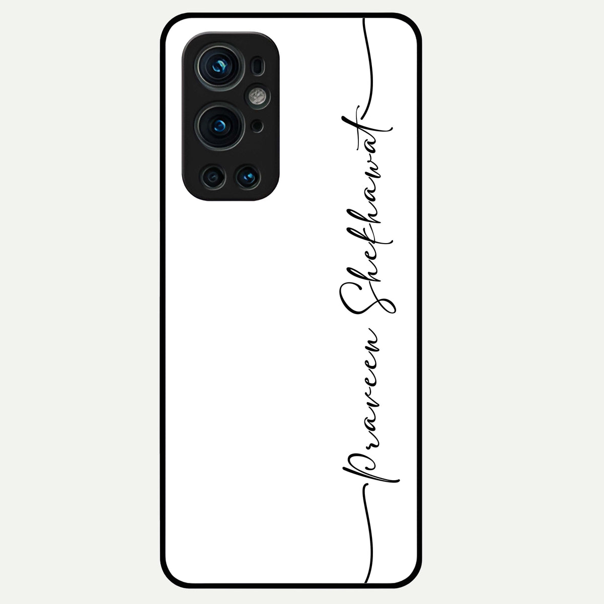  White Tune Custom Name Glass Case For OnePlus 9 Pro back cover – personalized glossy printed glass finish