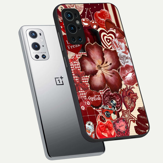  Aesthetic Little Freak phone case For OnePlus 9 Pro showing premium glass back cover with detailed artwork